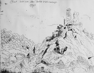Ostseite des alten Schlosses Winterburg (Georg Schneider, 1793)