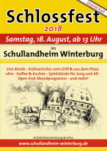 Flyer Schlossfest 2018, Samstag, 18. August, ab 13 Uhr, im Schullandheim Winterburg